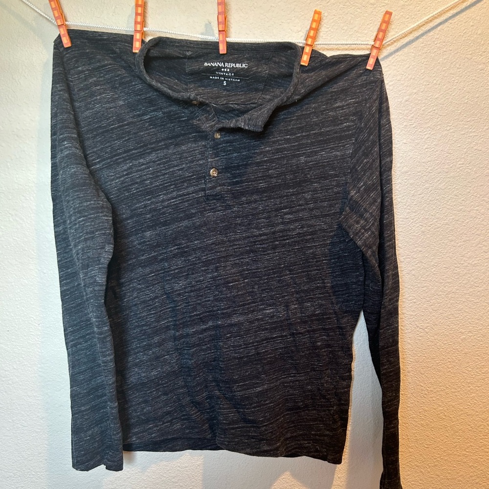 Banana Republic Men's Charcoal Long Sleeve Shirt